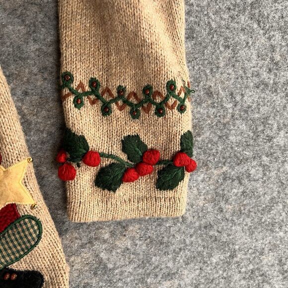 Tiara International Ugly Christmas Sweater‎ Small Holiday Zipper Santa Bird Tan - Picture 9 of 11